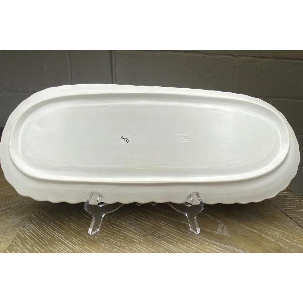 Vintage Italy Rose Painted Tray Ceramic Serving Dish Oblong Textured Cottagecore